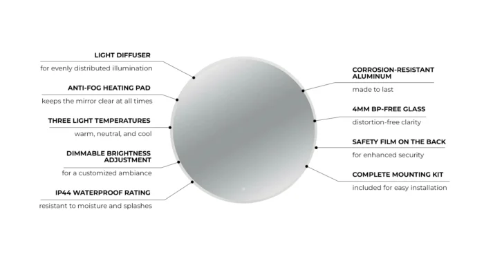 Apvalus veidrodis LED nerasojantis Balneo Moon - Image 2