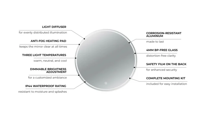Apvalus veidrodis LED nerasojantis Balneo Sun - Image 2