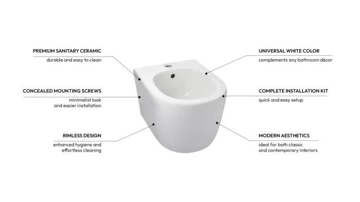 Pakabinamas bide Balneo Asox White - Image 2