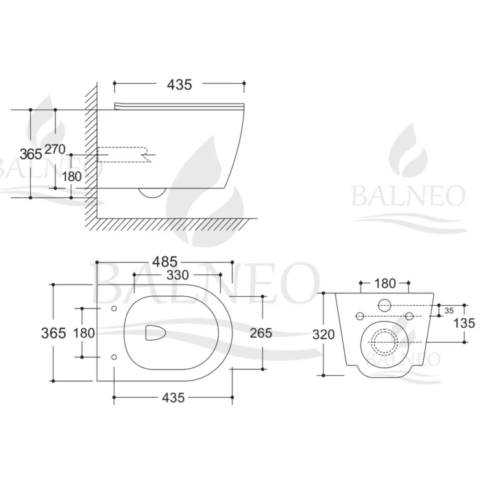 Potinkinio WC rėmo komplektas su pakabinamu klozetu Balneo Luxa Rimless be mygtuko Balneo Fix Frame Low - Image 4