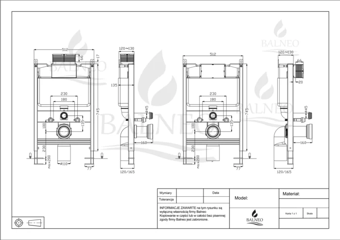 Potinkinio WC rėmo komplektas su pakabinamu klozetu Balneo Luxa Rimless be mygtuko Balneo Fix Frame Low - Image 5
