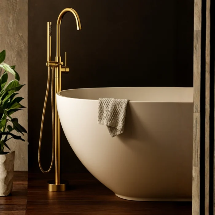 Laisvai pastatomas vonios maišytuvas Cascade Gold - Image 3