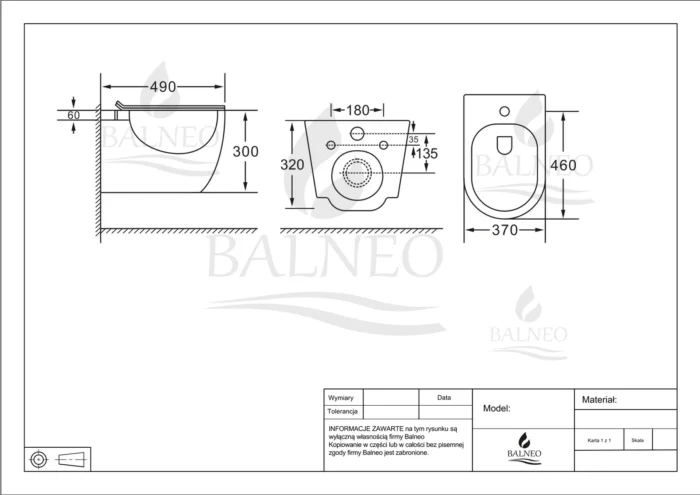 Pakabinamas bidė Balneo Arox White - Image 4