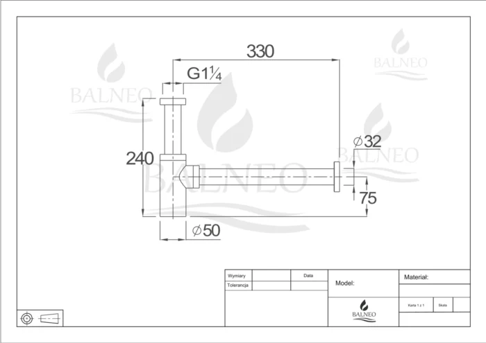 Apvalus praustuvo sifonas Balneo juodas - Image 2