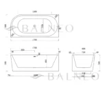 Laisvai pastatoma vonia kairinė Balneo AVOLA 170cm - Image 6