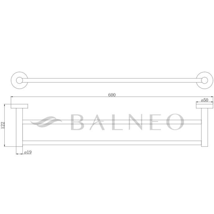 Rankšluoščių laikiklis Balneo QUBE Model 2 60cm - Image 2