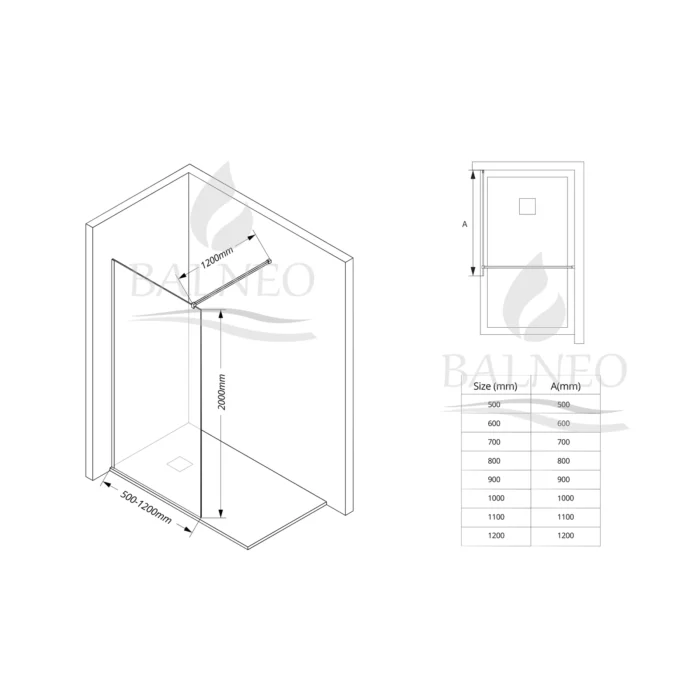Dušo sienelė Balneo Beira 90x200cm - Image 3