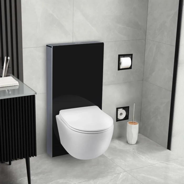 Grūdinto stiklo virštinkinis rėmas Balneo Milky Fix-Frame Black - Image 2