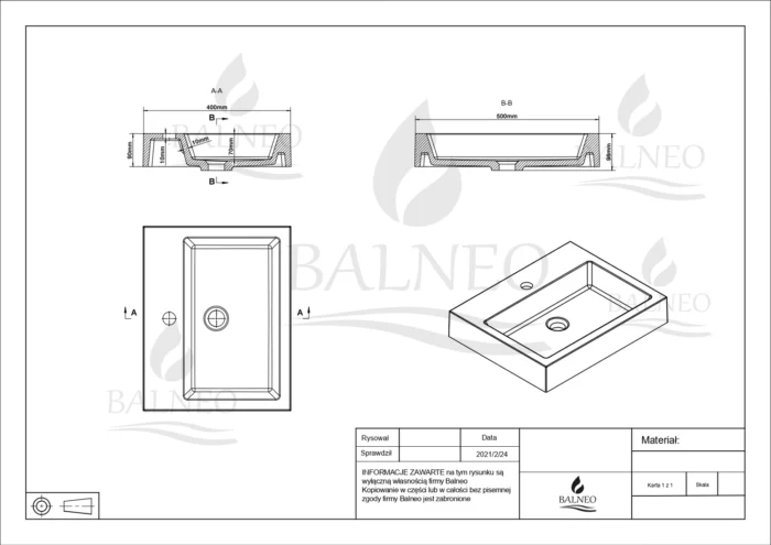 Vonios praustuvas Balneo Lucy 50x60cm - Image 4