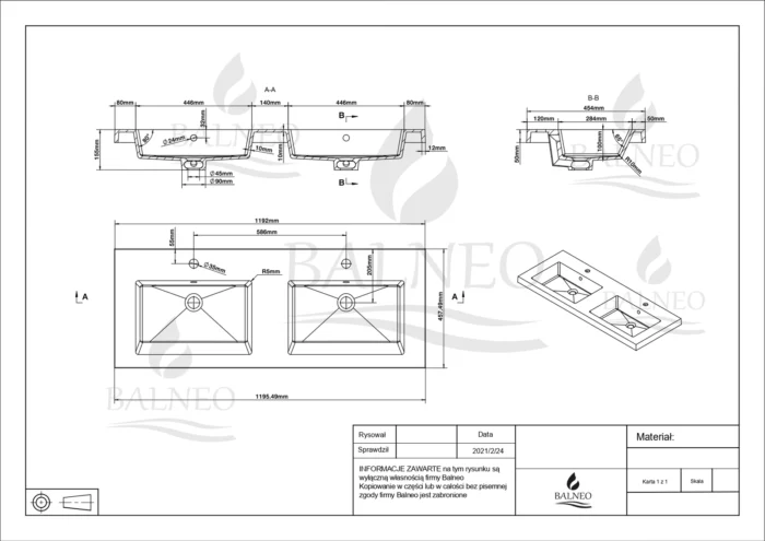 Dvigubas vonios praustuvas Balneo Mila 120x16cm - Image 4