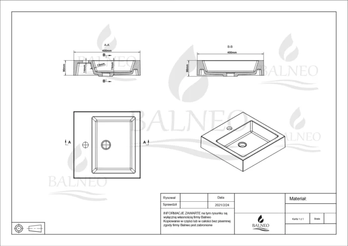 Vonios praustuvas Balneo Vera 40x40cm - Image 4