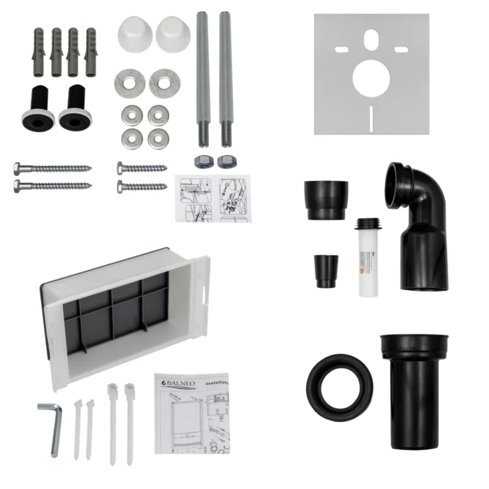 Potinkinio WC rėmo komplektas su pakabinamu klozetu ir pasirenkamu mygtuku Balneo Fix-Frame Standart - Image 4