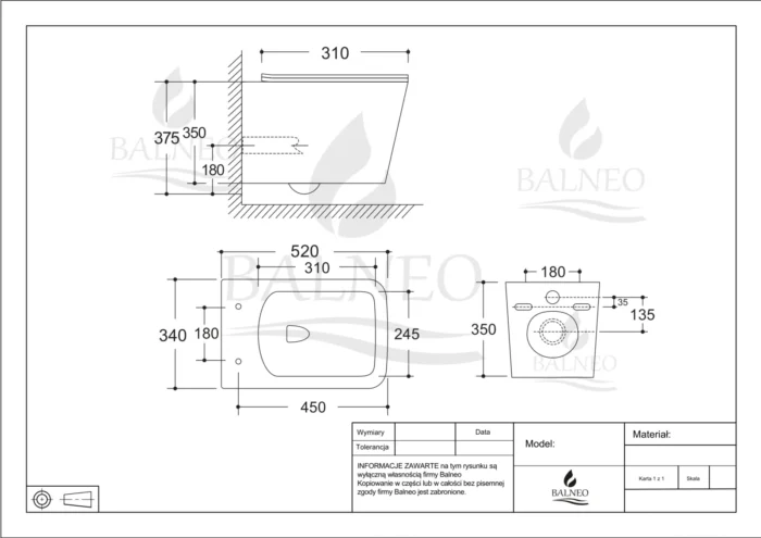 Potinkinio WC rėmo komplektas su pakabinamu klozetu ir pasirenkamu mygtuku Balneo Fix-Frame Standart - Image 5