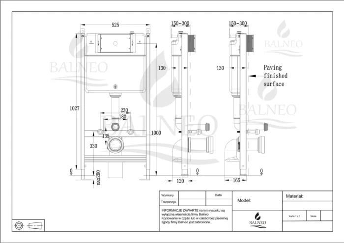 Potinkinio WC rėmo komplektas su pakabinamu klozetu ir pasirenkamu mygtuku Balneo Fix-Frame Standart - Image 6