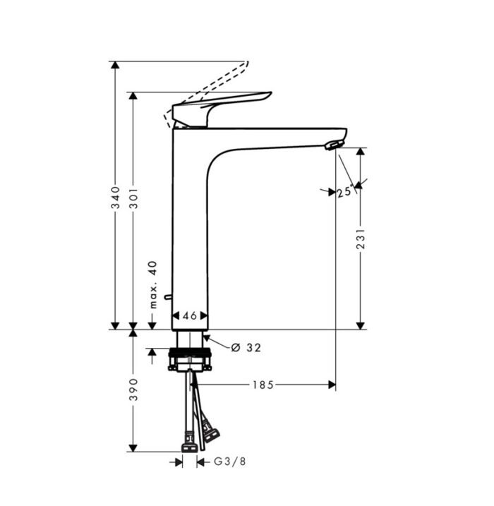 Maišytuvas praustuvui Hansgrohe Logis E 230 - Chromas 71162000 - Image 2