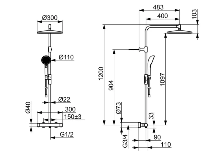 Dušo komplektas termostatinis Oras Aurelia - Bronza 4792-81 - Image 6