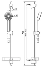Dušo komplektas be maišytuvo Oras New Apollo- Juodas 544-33 - Image 2