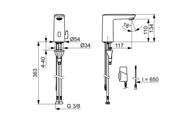 Praustuvo maišytuvas bekontaktis Oras Electra 92- Juodas 9210FZ-33 - Image 4