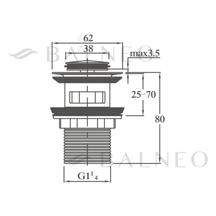 Praustuvo vožtuvas su persipylimu Balneo Click Clack B - Image 3