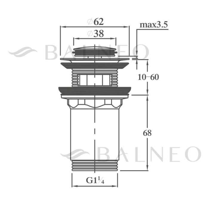 Praustuvo vožtuvas su persipylimu Balneo Click Clack E - Image 7