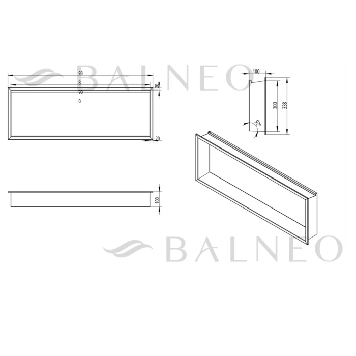 Įleidžiama sieninė lentyna Balneo Wall-Box One LED 90x30x10cm - Image 10