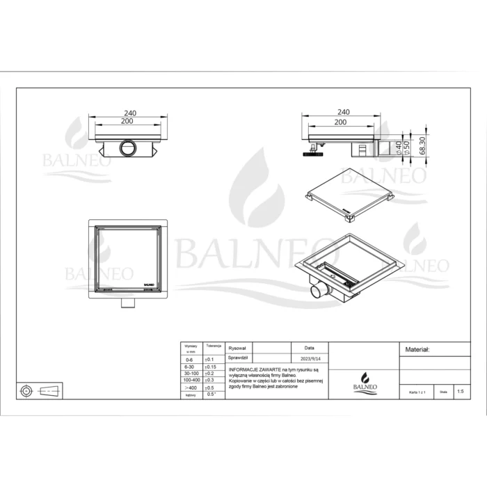 Dušo latakas kvadratinis Balneo SQ-Drain Next 20x20cm - Image 4