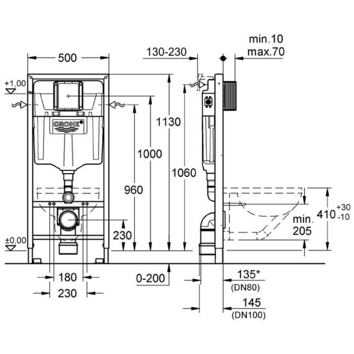 Potinkinis WC rėmas Grohe Rapid SL 4in1 su mygtuku 38813001 - Image 2