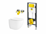 Potinkinis WC komplektas Viega Prevista Dry be mygtuko ir WC puodu Ravak Chrome AquaSpin su dangčiu