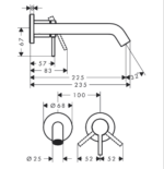 Potinkinis praustuvo maišytuvas Hansgrohe Tecturis S 225 EcoSmart+ - Image 2
