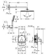 Potinkinės dušo sistemos komplektas Grohe Rainshower Mono 310 su termostatiniu maišytuvu - Image 2