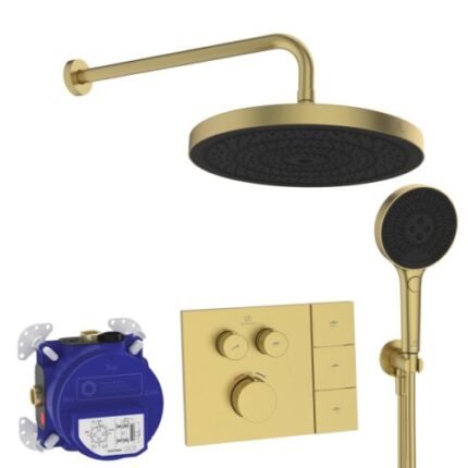 Dušo sistema IDEAL STANDARD Ceratherm Navigo Solos, 300mm dušo galva, 3 funkcijos, 400mm dušo alkūnė,