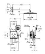 Potinkinis dušo komplektas GROHE Grohtherm SmartControl Rainshower Mono 310 Cube su potinkine dėžute 34865KF0 - Image 2