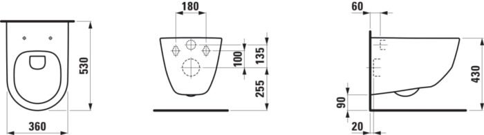 Komplektas LAUFEN PRO: Pakabinamas unitazas LAUFEN PRO Rimless (20966) su dangčiu softclose (98966) ir potinkinis rėmas INEO (20115) - Image 3