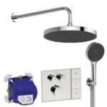 Dušo sistema IDEAL STANDARD Ceratherm Navigo Solos, 300mm dušo galva, 3 funkcijos, 400mm dušo alkūnė, chromas