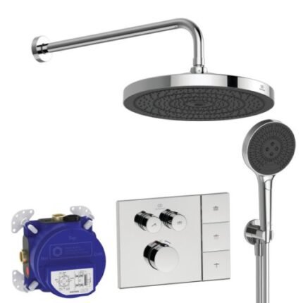 Dušo sistema IDEAL STANDARD Ceratherm Navigo Solos, 300mm dušo galva, 3 funkcijos, 400mm dušo alkūnė, chromas