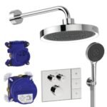 Dušo sistema IDEAL STANDARD Ceratherm Navigo Solos, 300mm dušo galva, 3 funkcijos, 400mm dušo alkūnė,