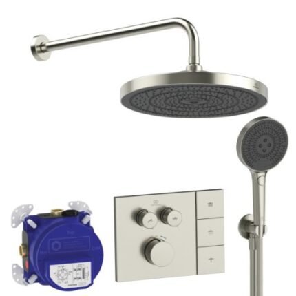 Dušo sistema IDEAL STANDARD Ceratherm Navigo Solos, 300mm dušo galva, 3 funkcijos, 400mm dušo alkūnė,