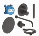 Potinkinis dušo komplektas Ideal Standard Ceratherm T100, su termostatiniu maišytuvu, Ø30cm galva (7 dalių), juodas matinis