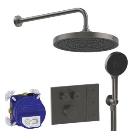 Dušo sistema IDEAL STANDARD Ceratherm Navigo Solos, 300mm dušo galva, 3 funkcijos, 400mm dušo alkūnė,