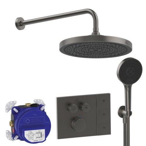 Dušo sistema IDEAL STANDARD Ceratherm Navigo Solos, 300mm dušo galva, 3 funkcijos, 400mm dušo alkūnė, Dušo sistema IDEAL STANDARD Ceratherm Navigo Solos, 300mm dušo galva, 3 funkcijos, 400mm dušo alkūnė,