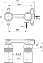 Potinkinė dalis praustuvo maišytuvui Ideal Standard Kit1 A1313NU - Image 2