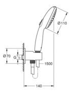 Dušo galva GROHE Tempesta 110 2 srovių su žarna ir laikikliu Phantom Black 264062433 - Image 2