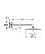 Lietaus dušo galva GROHE Rainshower Mono 310 su 42,2 cm sieniniu laikikliu - Image 2