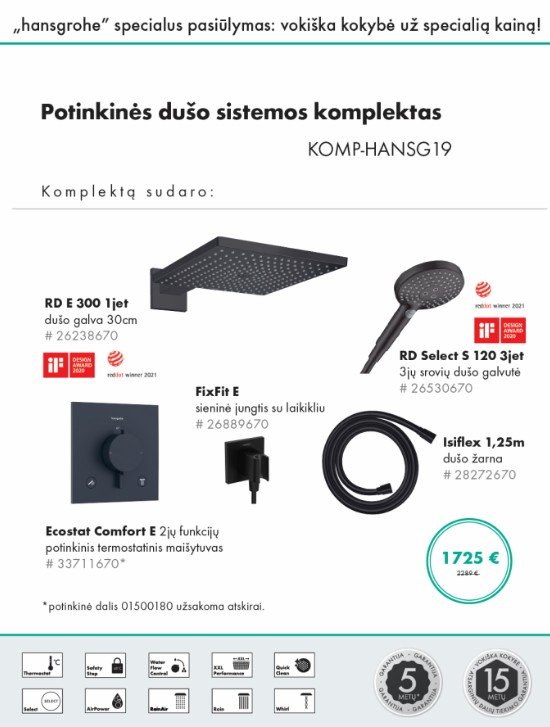 duso komplektas hansgrohe juodas