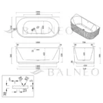 Laisvai pastatoma akrilinė gofruota vonia prie sienos Balneo Viva No Rim 160×75 cm - Image 9
