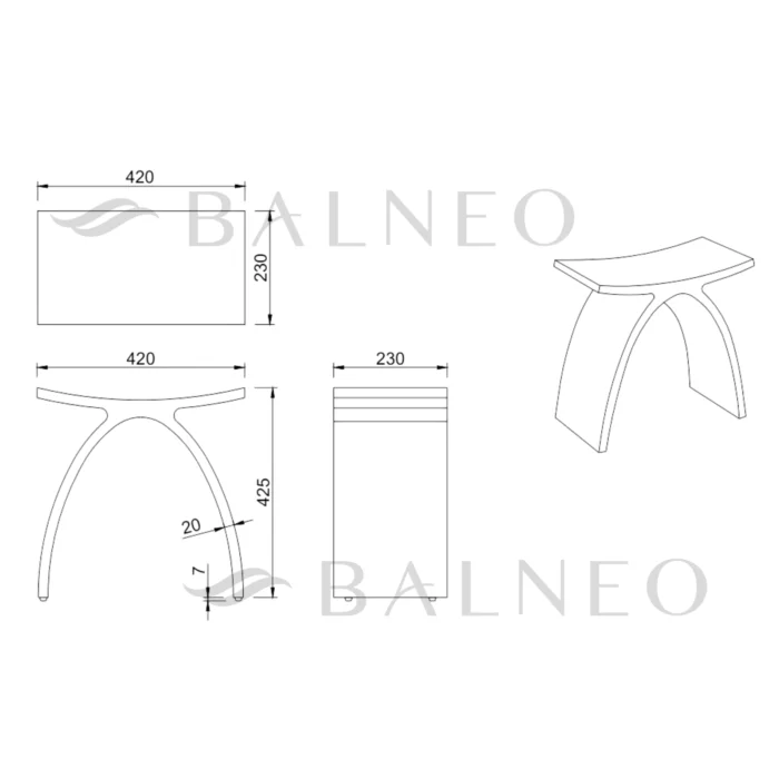 Vonios ir dušo kėdutė–staliukas Solid Surface Balneo LAVO - Image 7