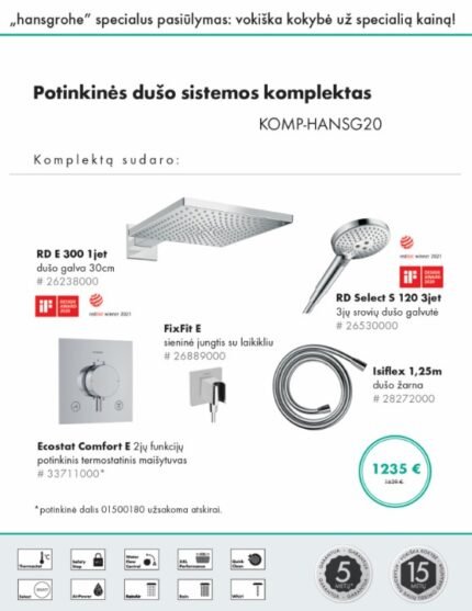 komplektas hansgrohe chromas