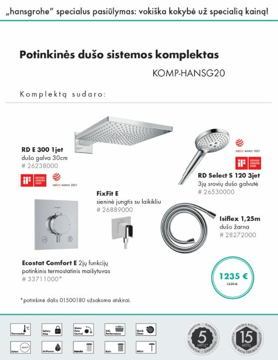 komplektas hansgrohe chromas